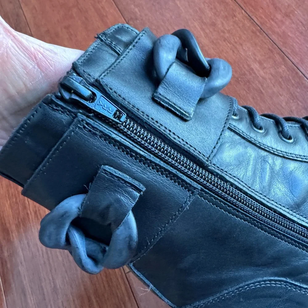 Beautiisoles Robyn Women Zoey Black Leather Lace up Combat Boots Eu37 US7 $449 - Picture 14 of 16
